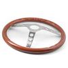 15"/ 380mm Vintage Classic Solid Wood  Steering Wheel  Stainless Steel Spokes w/ Horn Button