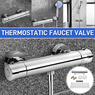 Hot/Cold Mounted Brass Chrome Thermostatic Shower Faucet Bathroom Wall Mixer Value Dual Handle Bathtub Shower Faucet