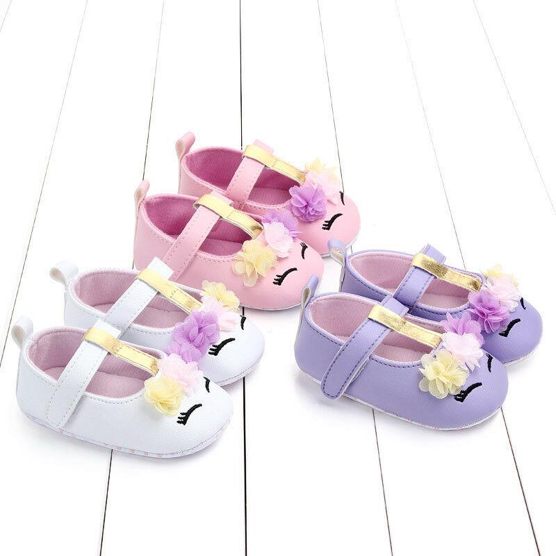 Kleinkind Baby Mädchen Blume Einhorn Schuhe PU Leder Schuhe Weiche Sohle Krippe Schuhe Frühling Herbst Erste Wanderer 0-18M