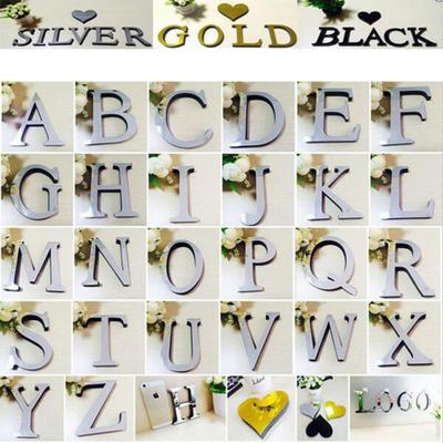 Popular Wedding English Love Letters Home Decor 3D Mirror Wall Stickers Alphabet