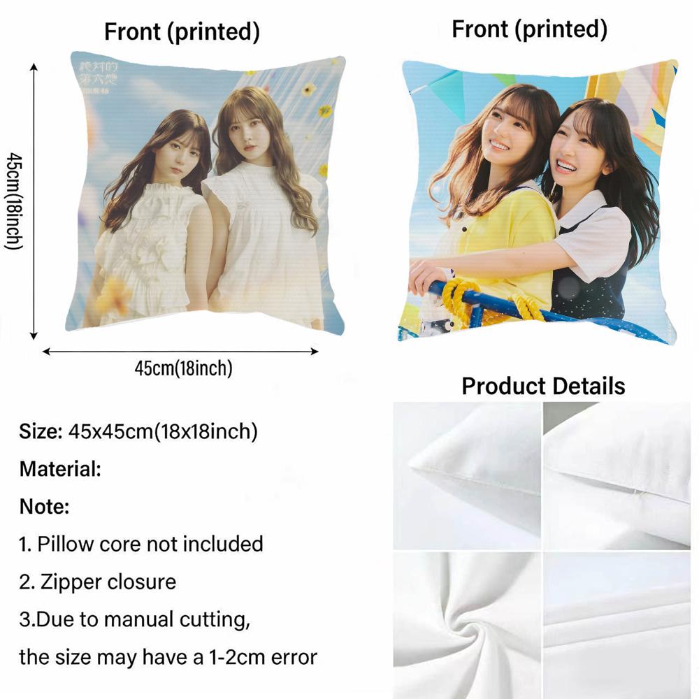 H-Hinatazaka46 Cushion Cover Fabric Soft Furnishing,Pillowcase, Cushion Cover, Sofa Pillow, Home Decoration
