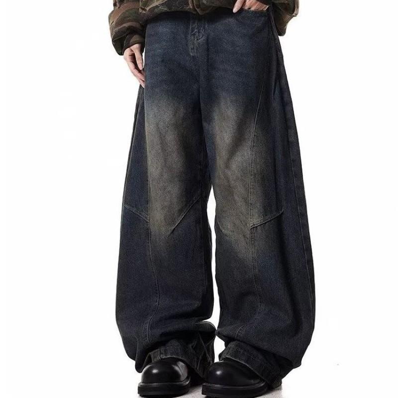 2026 Embroidered Denim Pants Loose Fit High Street Style Wide Leg Jeans Teens