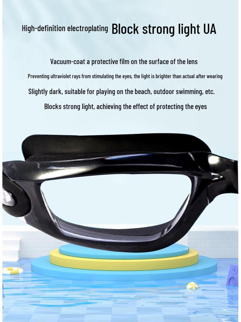 High-Definition Electroplated Silicone Adult Racing Goggles - Professional Anti-Fog Waterproof Swim Goggles