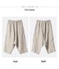 New Spring/Summer Textured Linen-Cotton Cropped Wide-Leg Pants with Elastic Waist and Pockets.