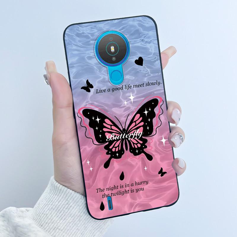 Cute Case For Nokia 1.4 / Nokia 1 / Nokia 1 Plus Capa Printing Shell Protective Cover Soft Silicone Cartoon Black Casing Fundas