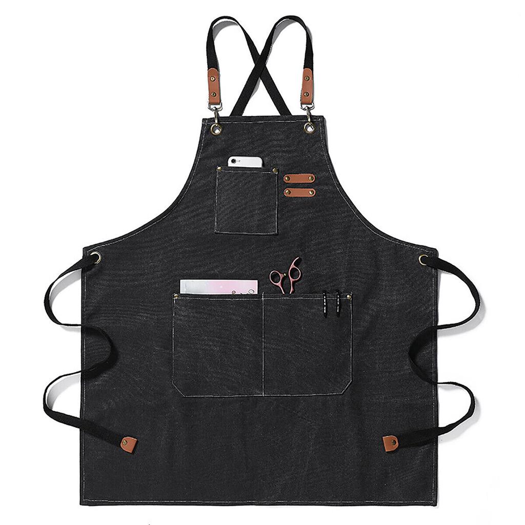 Kitchen Thicken Canvas Apron For Woman Men Waterproof Stain-Resistant With Pockets Cooking Apron Woodworking Painting Work Apron