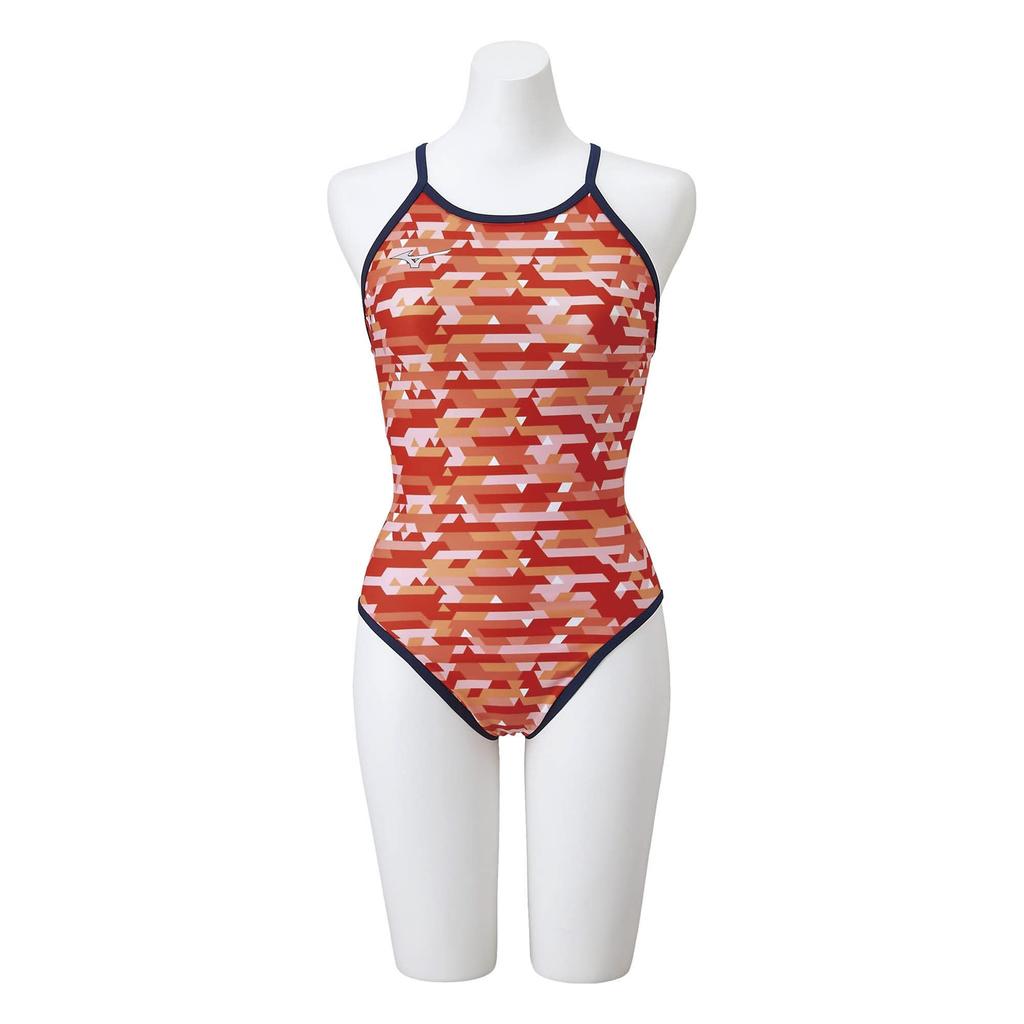 Mizuno EXER SUITS Medium Cut Swimsuit for Competitive Swimming and Size 62 Size L Women's Training, N2MA2267, (Red),