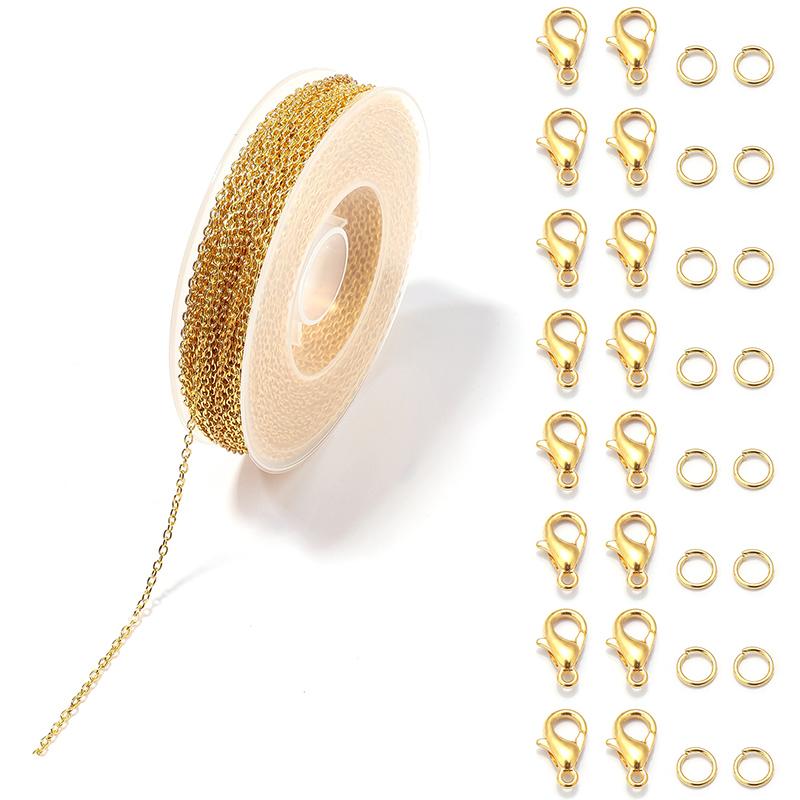 

3 M/Roll Metal Iron Link Chain With Jump Rings Single Circle Lobster Clasps For Jewelry Making DIY Bracelet Necklace Accessories золотой