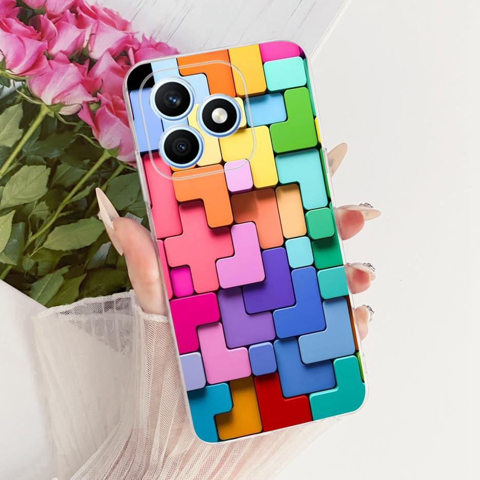 For Honor X8d 4G Case Cute Love Heart Painted Cover Soft Silicone Slim Phone Case For Honor X8d X 8d HonorX8d 4G Back Cover Bags