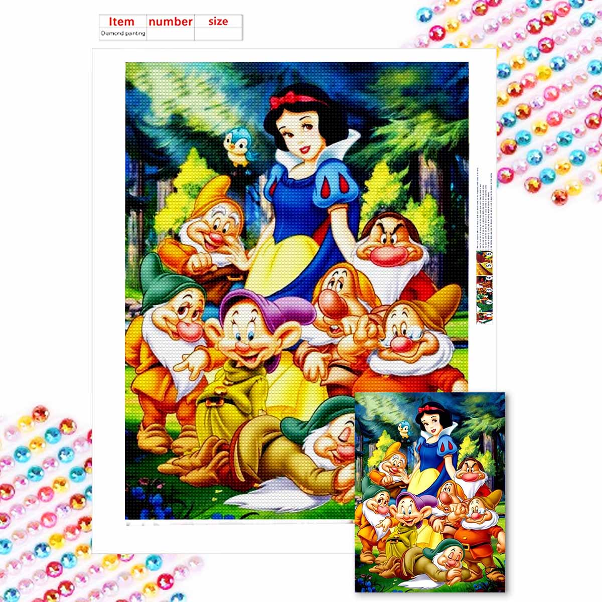 

Полная круглая алмазная живопись Принцесса и гном Искусство Стразы Картина Мозаика DIY 5D Вышивка крестом Домашнее украшение Round 30x40cm