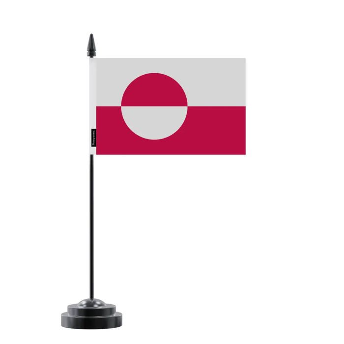 Drapeau De Table Du Groenland – 14 X 21 Cm – Polyester – Socle En Plastique Noir – Pixelforma