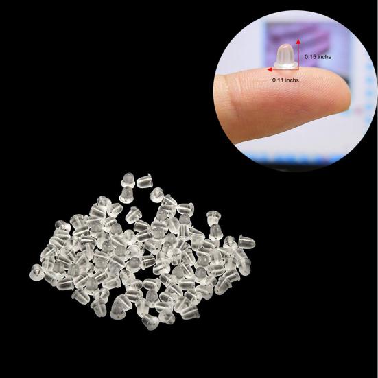 200Pcs Replacement DIY Soft Clear Silicone Earring Safety Backs Clutch Stopper
