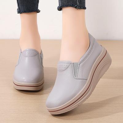 Mocasines de plataforma para mujer, informales, sin cordones, minimalistas, con suela gruesa, para aumentar la altura, para madres de talla grande