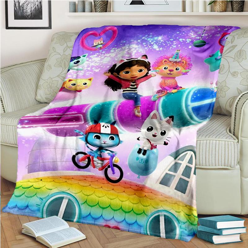3D Kawaii Gabbys Dollhouse Cartoon Girl Gift Blanket,Soft Throw Blanket for Home Bedroom Bed Sofa Travel Picnic Cover Kids
