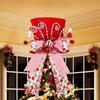 Reusable Foldable Christmas Tree Topper Hat with Festive Bow and Candy Design