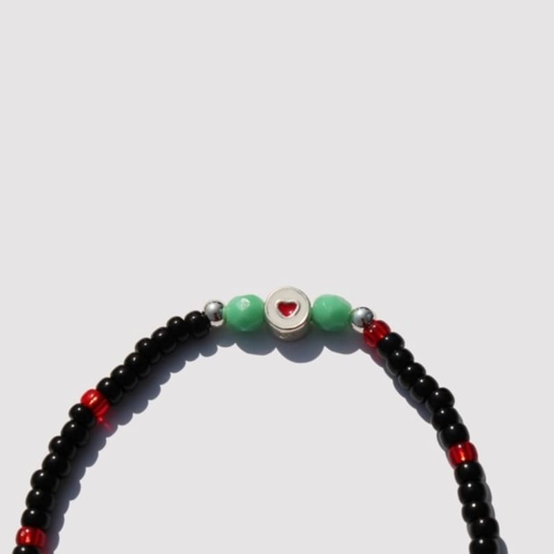 BONBEAU Soul Heart Charm Glass Beads Bracelet Colored Heart Charm Point Glass Bead Bracelet