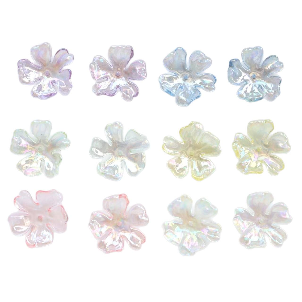 Transparent Five-Petal Flower DIY Bead for Bracelets and Phone Chains Transparent Purple