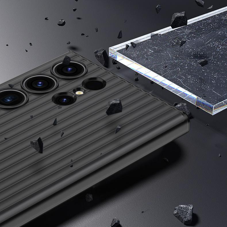Corrugated Grating Pattern Suitable for Samsung S25edge Mobile Phone Case Ice Fog Matte S24ultra Anti Fall PC Protection Case