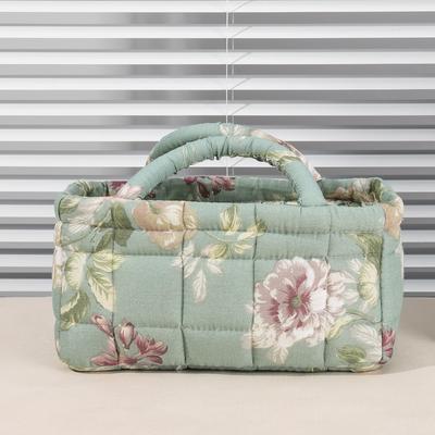 Foldable Floral Organizer Bin with Easy-Carry Handles Portable Folding Storage Basket for Small Apartment Dormitory Closet