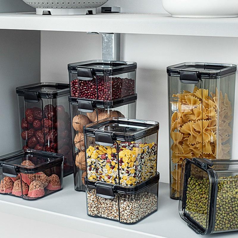 Transparent Square Sealed Fresh-keeping Box Japanese Style Kitchen Grain Storage Tank for Snacks and Dried Fruits