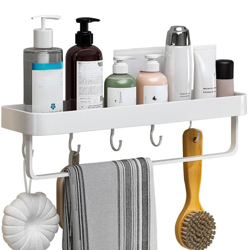 Aluminum Bathroom Storage Shelf Wall Mounted Shower Storage Rack White Organizer Corner Shelves Toilet Shampoo Cosmetics Holder