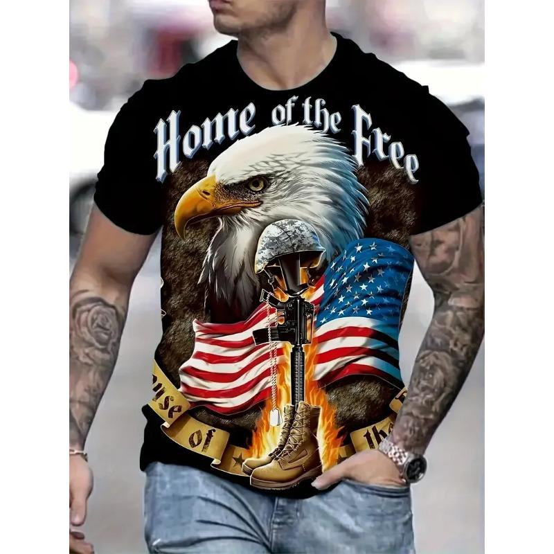 Summer Fashion Animal Eagle Printed T-shirt Loose Comfortable Casual Men's T-shirt Large Soft Breathable Short Sleeve T-shirt