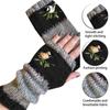 Embroidered Bird Half Finger Gloves Spicy Girl Y2k Winter Mittens  Outdoor