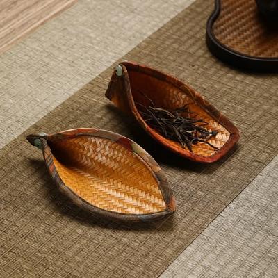 Tea Ceremony Tool Bamboo Woven Tea Chaze Retro Oval Tea Shovel Chinese Style Tea Scoop Gift