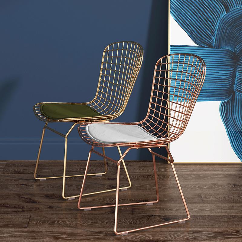 Nordic Net Red Chair Backrest Simple Makeup Computer Desk Chair Hollow Barbed Wire Ins Iron Art Home Dining Chair