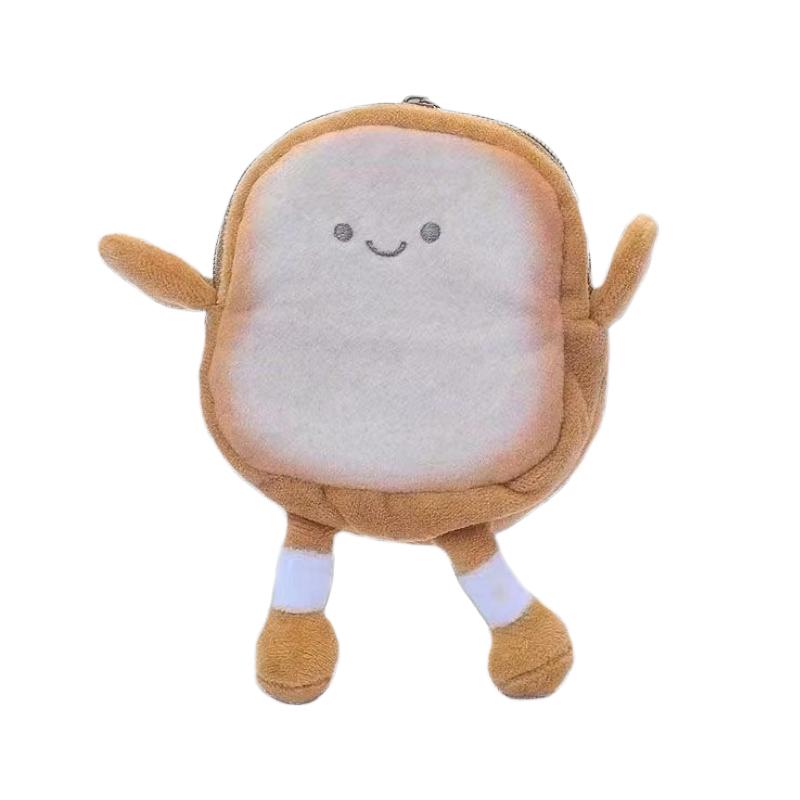Female Toast Cute Expression Coin Purse Pendant Japanese Plush Storage Bag Korea Small Wallet Ins Style Creative