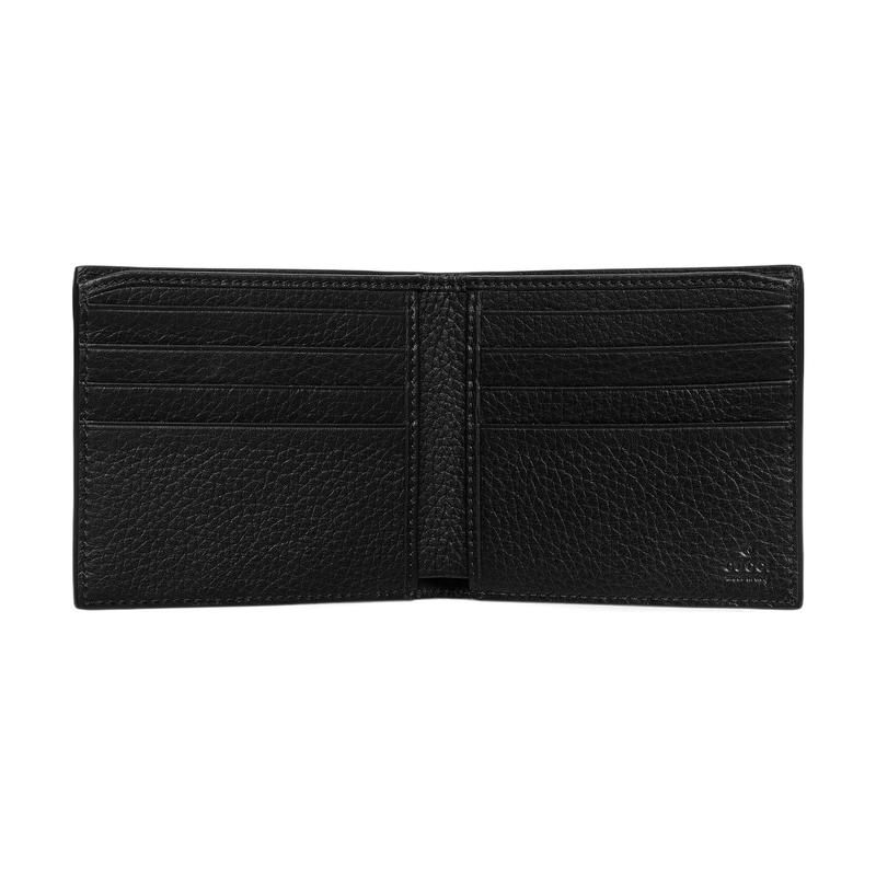 Gucci Jumbo GG Double G Logo Embossed Flip Closure Leather Wallet Men's Black