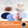 4.8" Sakura Pink Cotton Coasters for Drinks Set of 2 – Soft Absorbent Fabric Drink Pads for Coffee Cups, Boho Pastel Mug Mats for Desk, Nightstand,