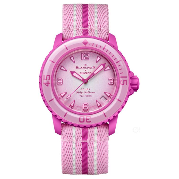 

Swatch x Blancpain Pink Ocean 42.3mm watch SO35P400 Pink Watch Dial
