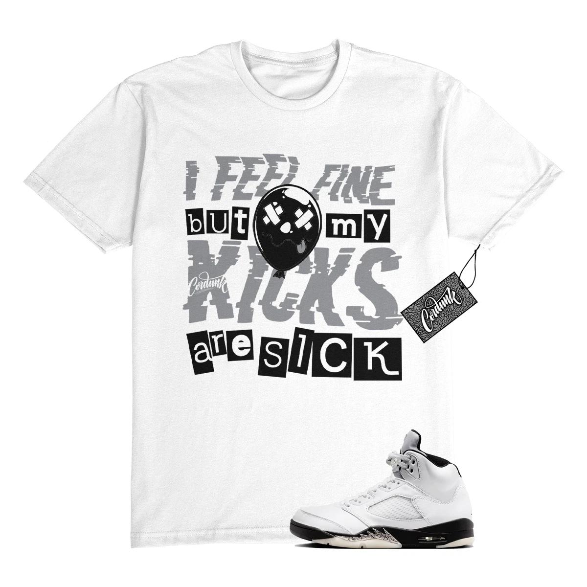 5 Reverse Metallic White Black T Shirt Match SICK S