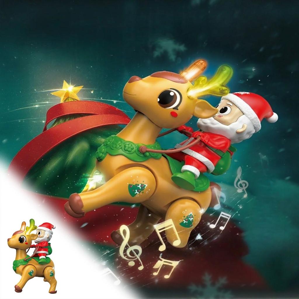 Electric Santa And T-oys,Singing And Dancing Santa Doll Elk Walking T-oy Christmas Gift,Christmas Decor With Music And Lights,Gift Christmas Birthday