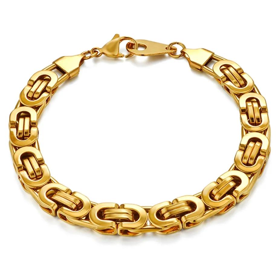 Newest 316L Stainless Steel Bracelet Men  Wristband 8mm Gold Silver Color Male Hand Chain Link Bracelet Hip Hop Jewelry