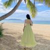 Three-dimensional Flower Ruffle Leaf Edge Neck Dress Women's Summer New Fashion Waist Halter Dress