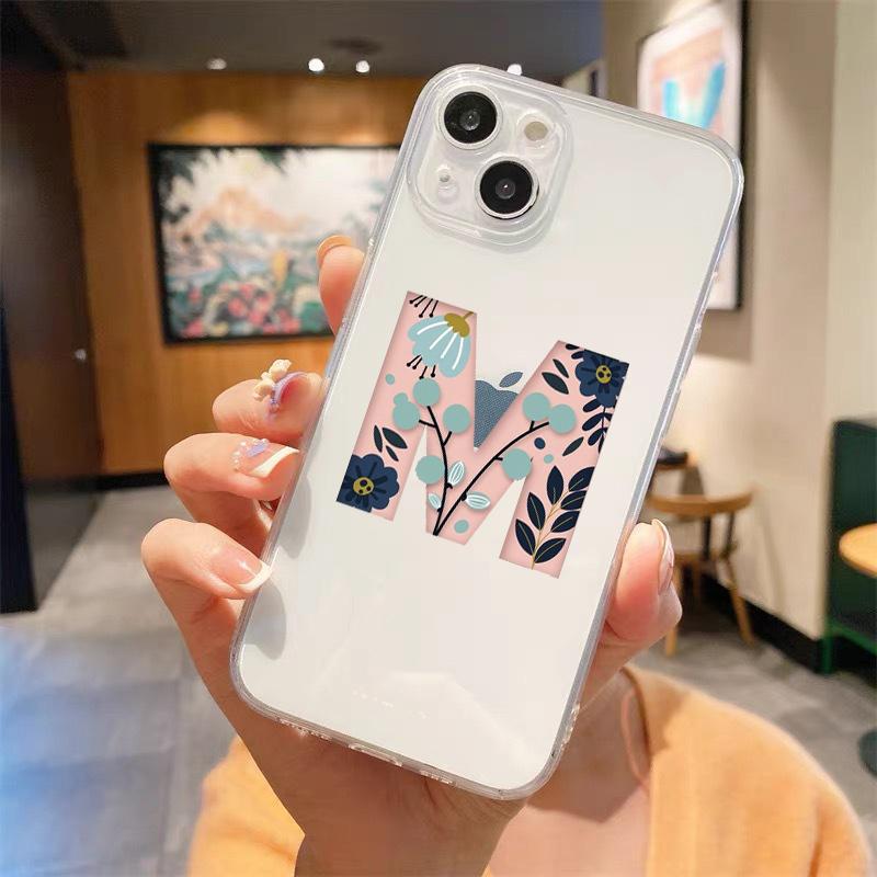 Fashion Letter Flowers Art Luxury Transparent Soft Phone Case For iPhone 15 14 13 12 11 Pro Max XS X XR 7 8 Plus Cover Fundas