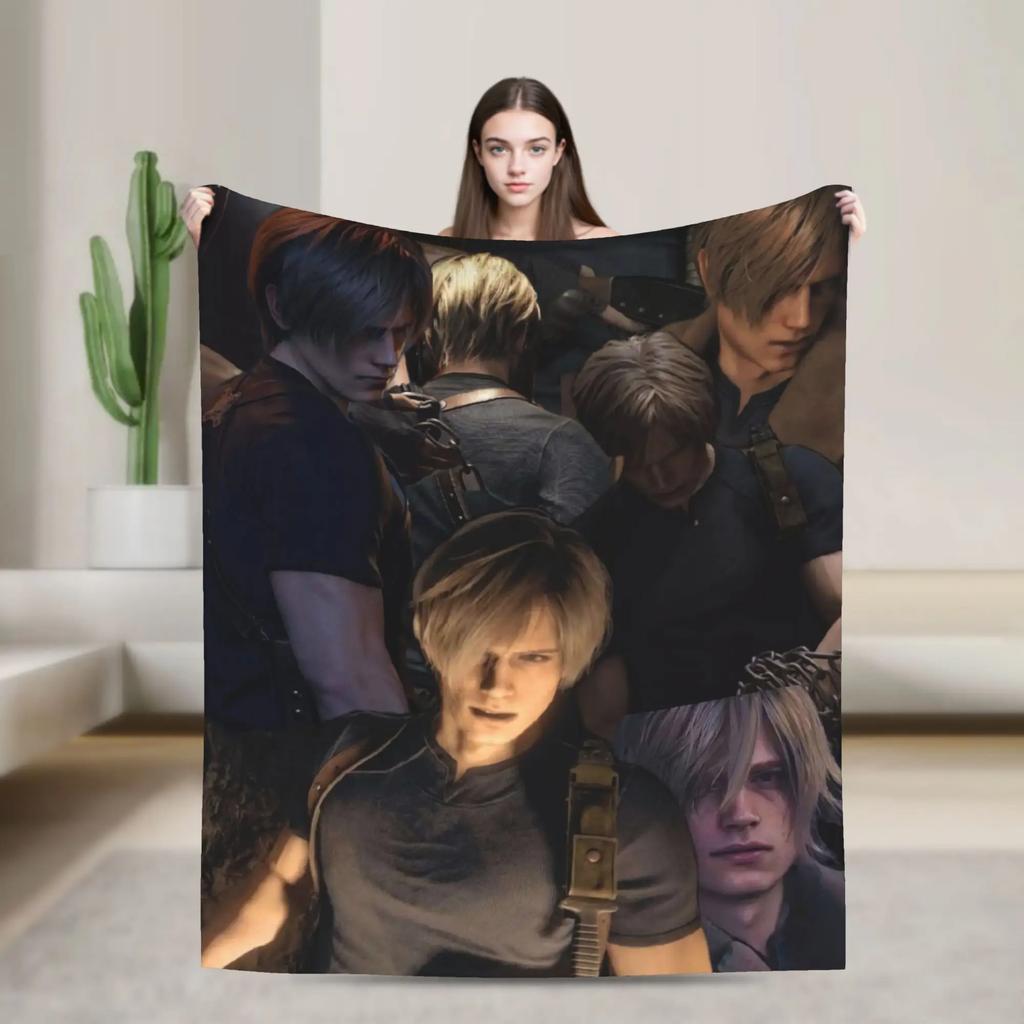 Leon Kennedy Resident Evil Quality Warm Throw Blanket for Winter Fashionable Bedspread for Living Room Bedroom Ideal for Men an
