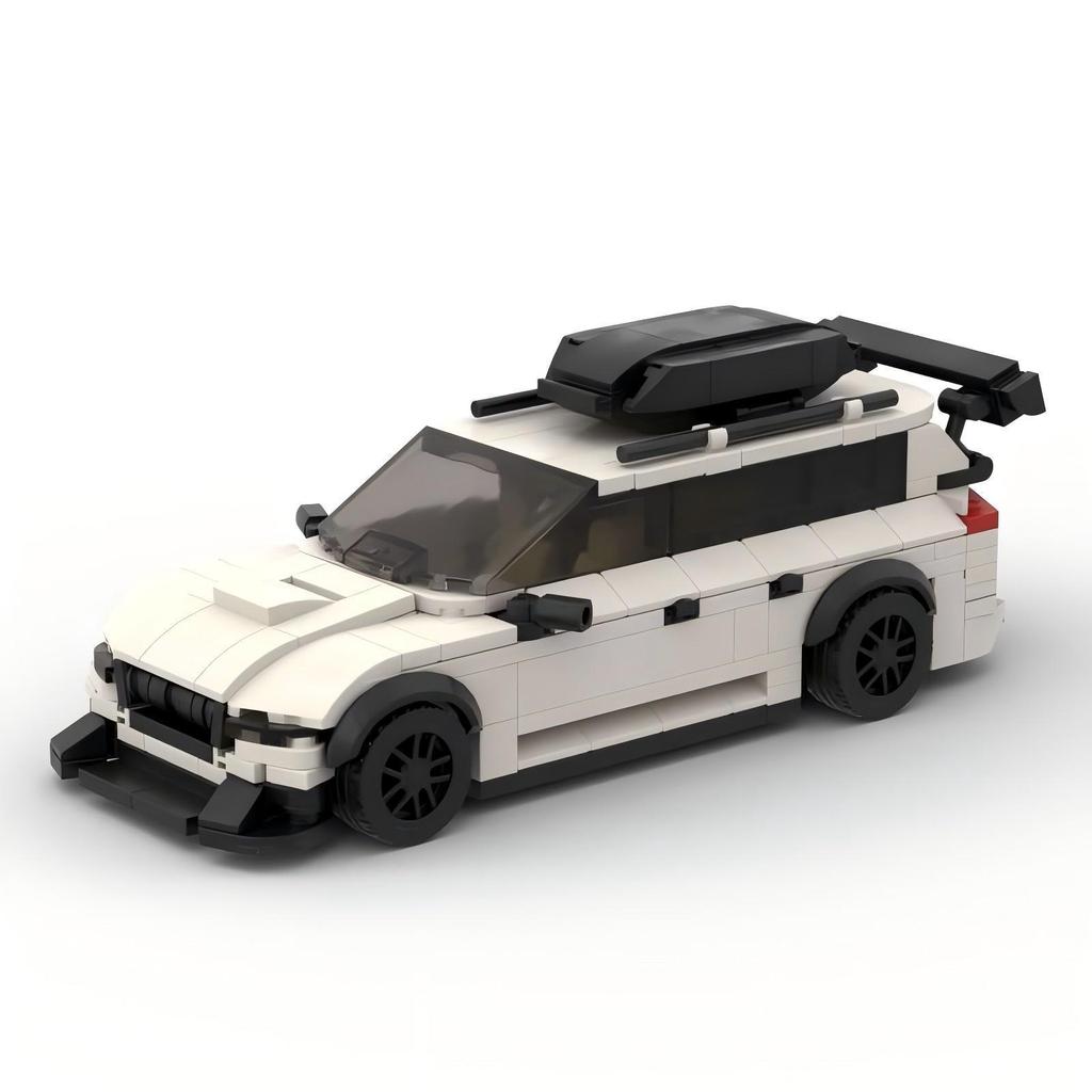 Skoda Octavia Drift Car Building Blocks - Lego Compatible White Desktop Ornament