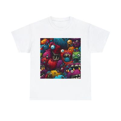 Unisex Adult T Shirt Halloween Monsters Print Scary Horror Graphic Tee Haunted