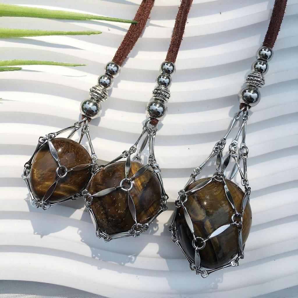 Crystal Cage Necklace Adjustable Chain Mesh Pendant Necklaces Empty Stone Holder Necklace DIY Jewelry Accessories  S