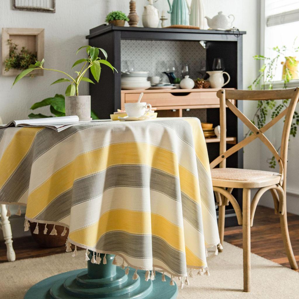 Japanese Cotton Linen Tablecloth - Fresh, Artistic, Round & Rectangular Options