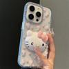 Rhinestone Pink Beads Kt Cat Mobile Phone Case for Iphone15Promax Transparent Iphone16 Acrylic 14