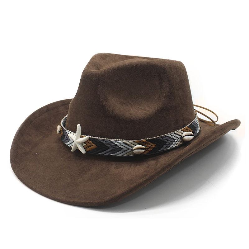 New Beach Resort Suede Top Hat Men's and Women's Couple Hat Western Cowboy Top Hat Jazz Hat for Performance