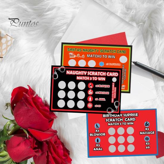 3 Pcs Adult Scratch Card Date Night Challenges Between Couples Bedtime Entertainment Card Valentine's Day Scratch Card Gift for Couples
