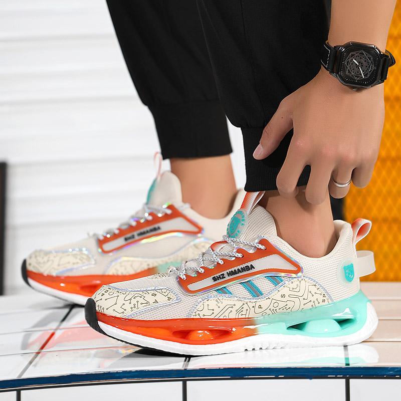 Outdoor Running Shoes Men Lightweight Anti-slip Casual Shoes Men Comfortable Breathable Flat Bottom Lace-up Sports Shoes Men