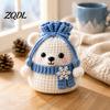 Santa Claus Crochet Pattern Christmas Pouch Kit, DIY Snowman Pouch, Cute Penguin Elk Bear Beginner Friendly Yarn Kit Designs, Storage Bag Craft