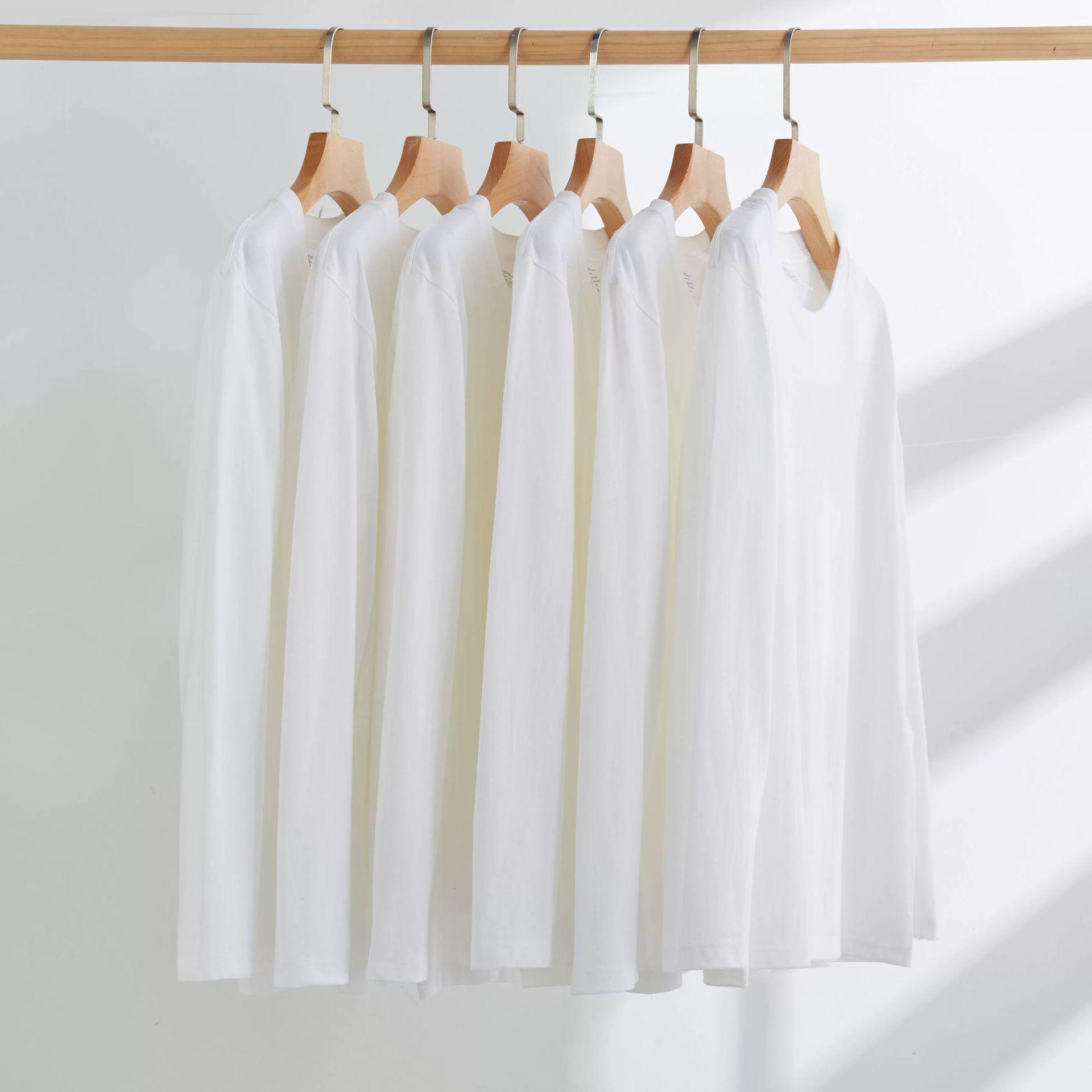 

Мужская свободная однотонная футболка с длинным рукавом - 240 г синьцзянского гребенного хлопка, круглый вырез L (60-70kg)