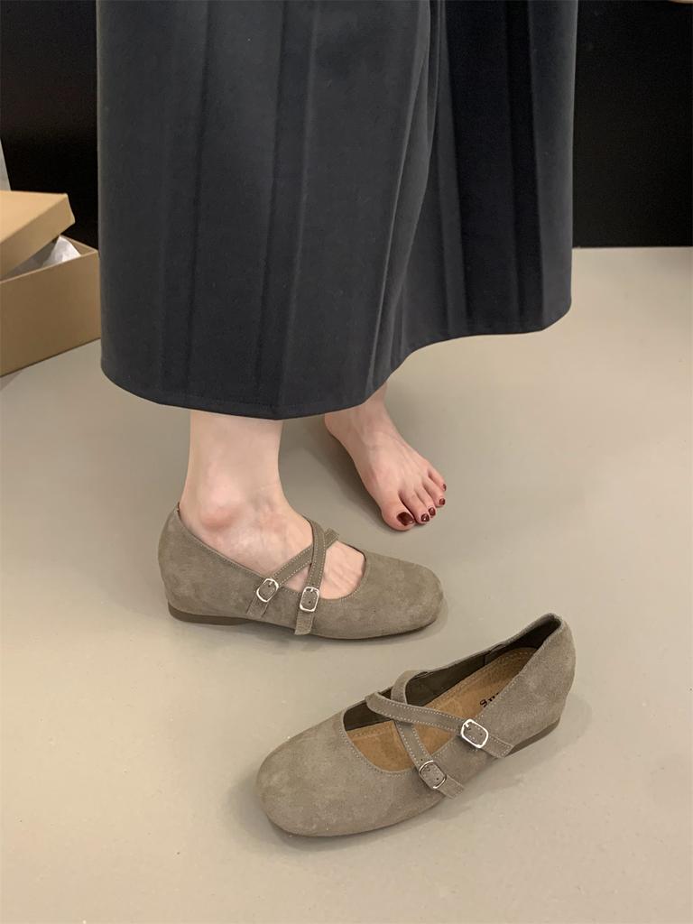Internal Height Increasing Shoes Mary Jane Woman Leather Comfy Flats Loafers Daily Walking Shoes For Ladies Moccasins 2024 New